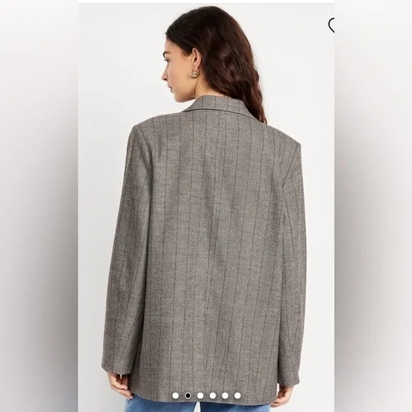 Old Navy Fall Pinstriped Oversized Double-Breasted Blazer Jacket Office Career L